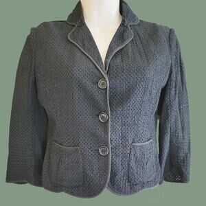Black Lattice Fabric 3/4 sleeve Cotton Blazer Size 2 from Max Studio